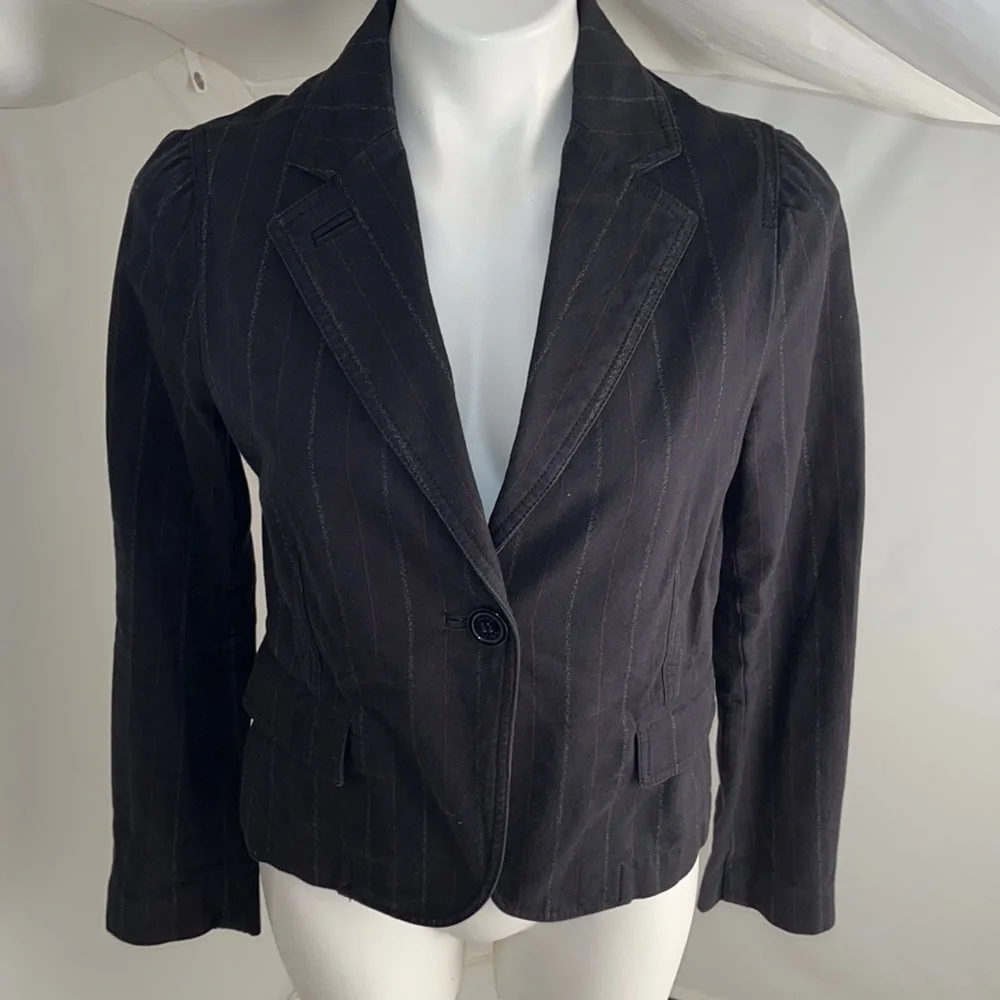 Marc Jacobs navy blue pinstripe fitted blazer 10
